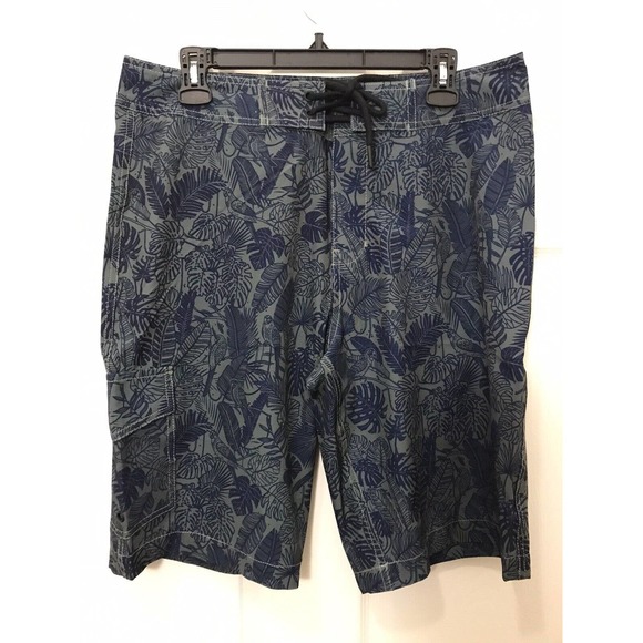 Men’s GOODTHREADS Board Shorts 32 Waist, Swim Trunks, Tropical Leaf Print - Picture 4 of 14